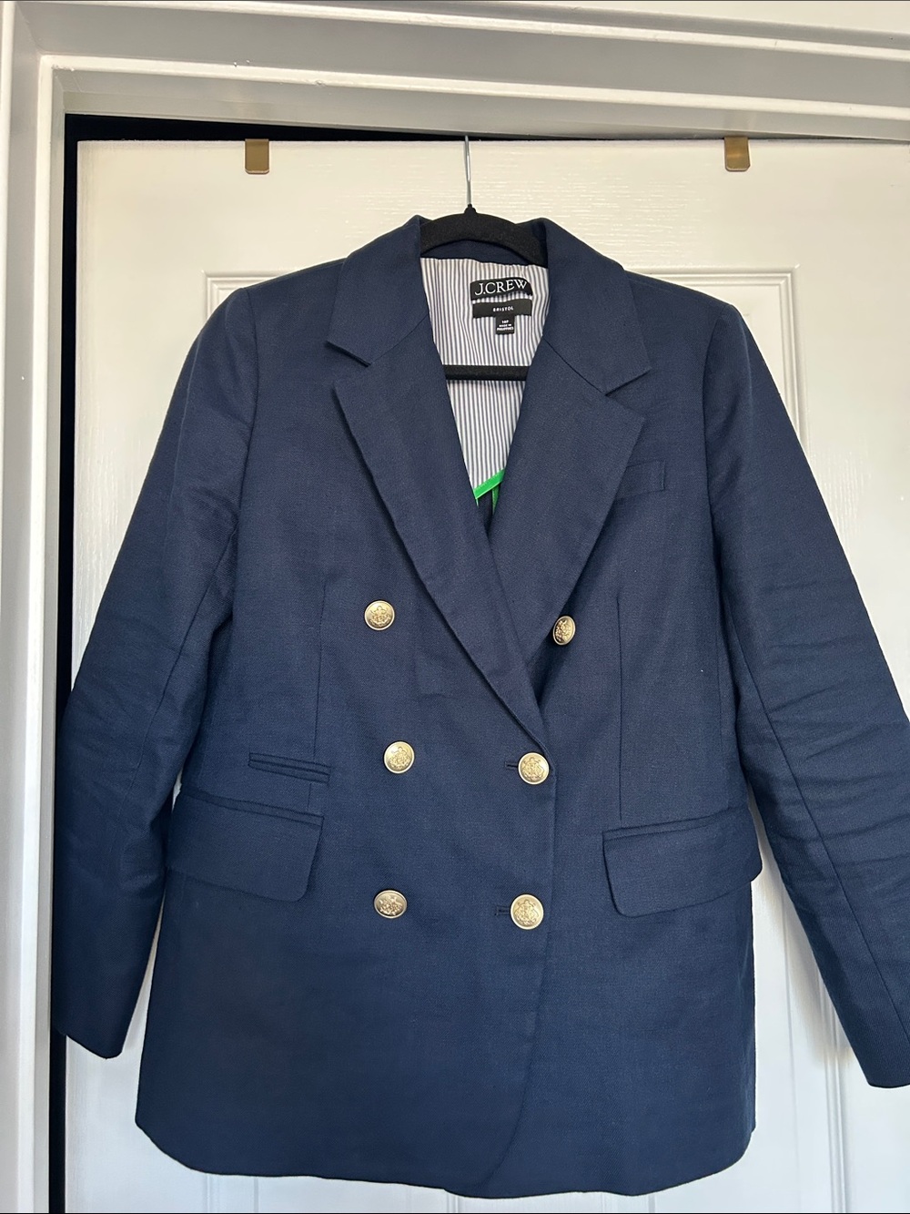 J. Crew Navy Double-Breasted Blazer with Gold Buttons